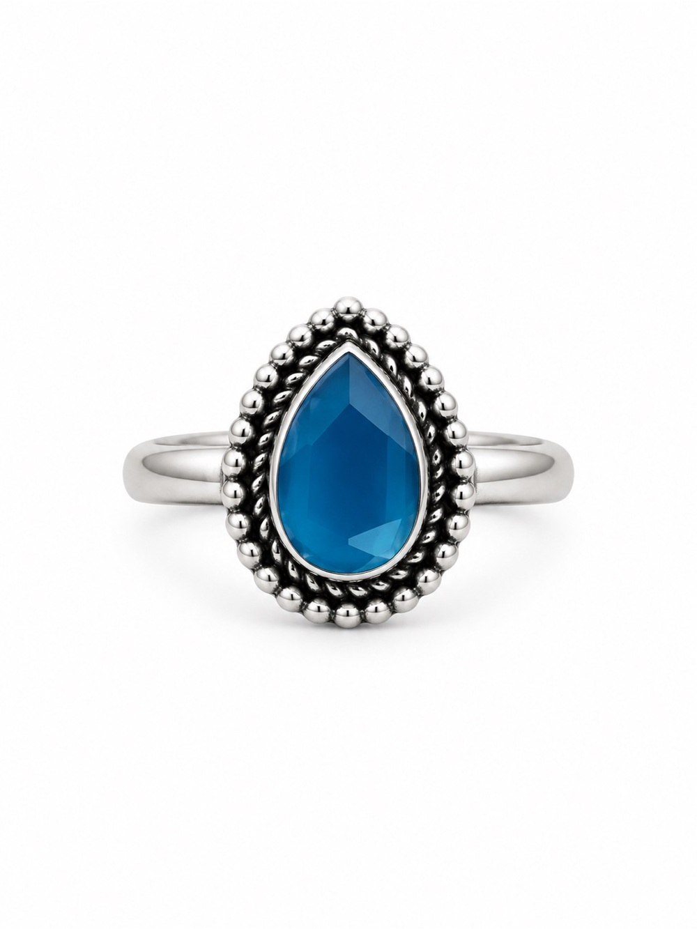 Blue Cabachon Teardrop Ring